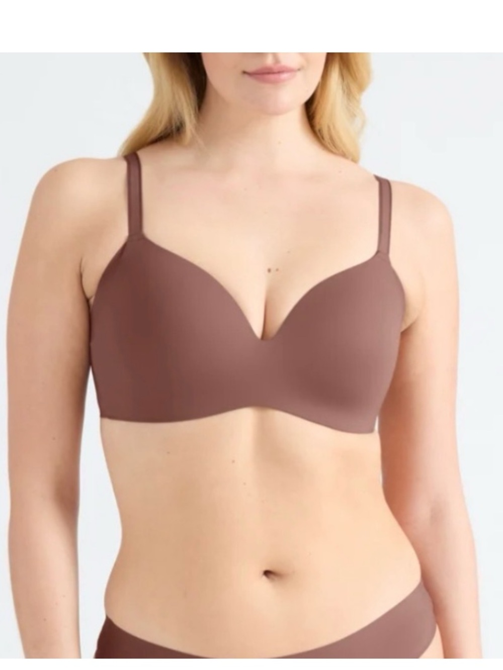 Knix Wing Woman Contour wireless bra (original sizing) Mocha "Sola" colour